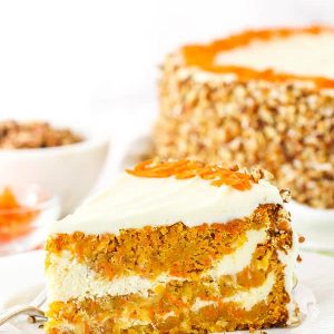 Pinterest image for cheesecake swirl carrot cake