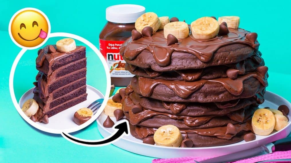 Nutella Pancakes CAKE | Chocolate, hazelnut,...