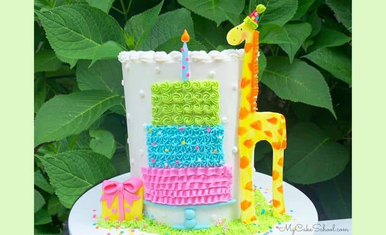 Sweet Giraffe and Birthday Cake- A Free Cake Decorating Tutorial