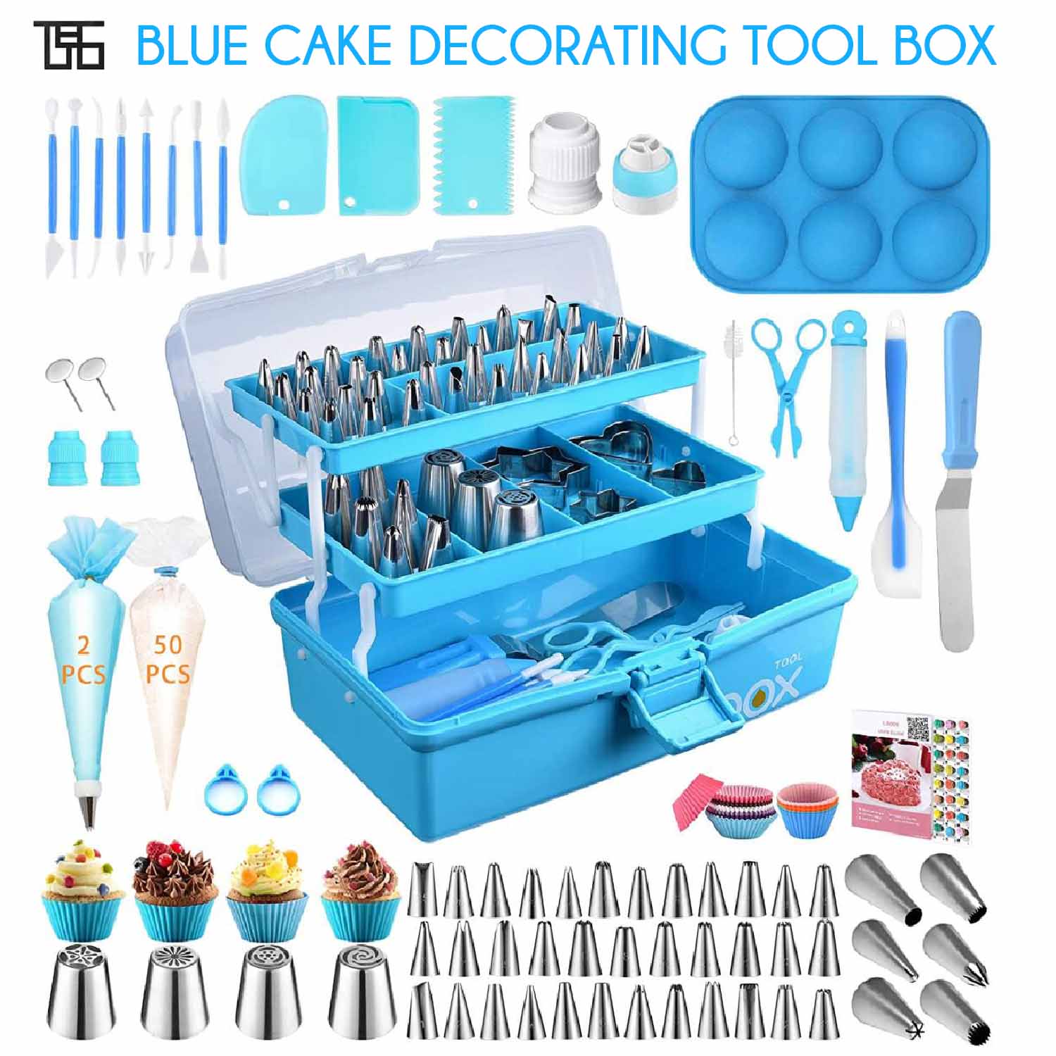 236 Piece Blue Cake Decorating Tool Box