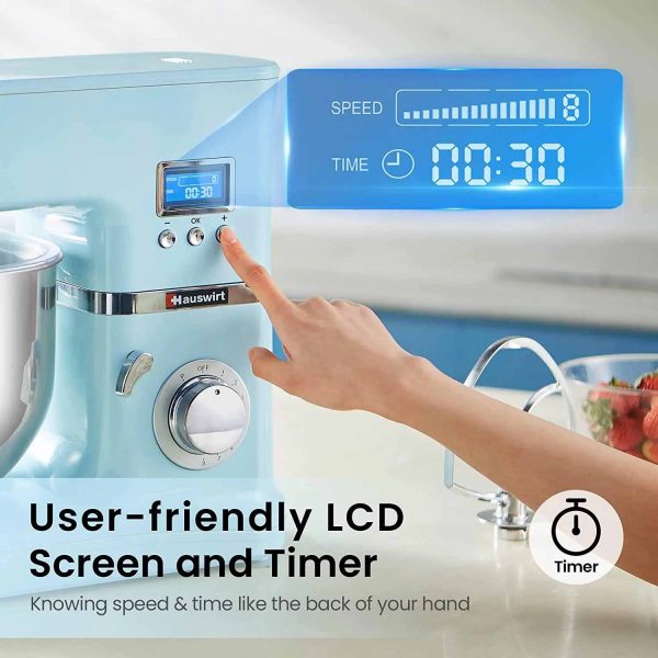 Hauswirt Digital LCD 5L Stand Mixer- Blue